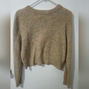 H&M Cream Crew Neck Sweater with Ribbed Texture